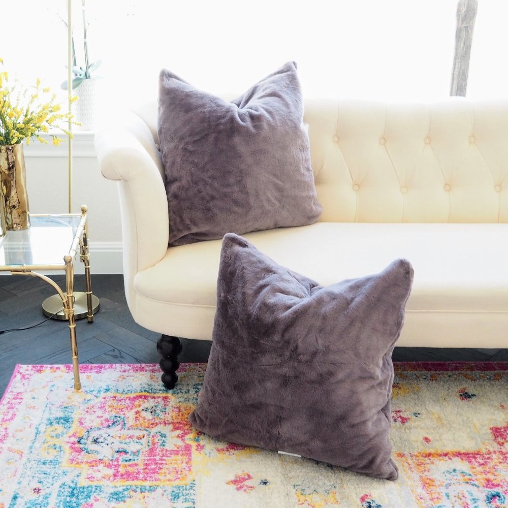 FAUX FUR 26x26 Pillow covers set of 2 machine washabl